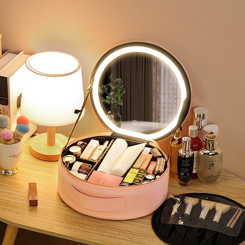 Round Smart LED Makeup Bag