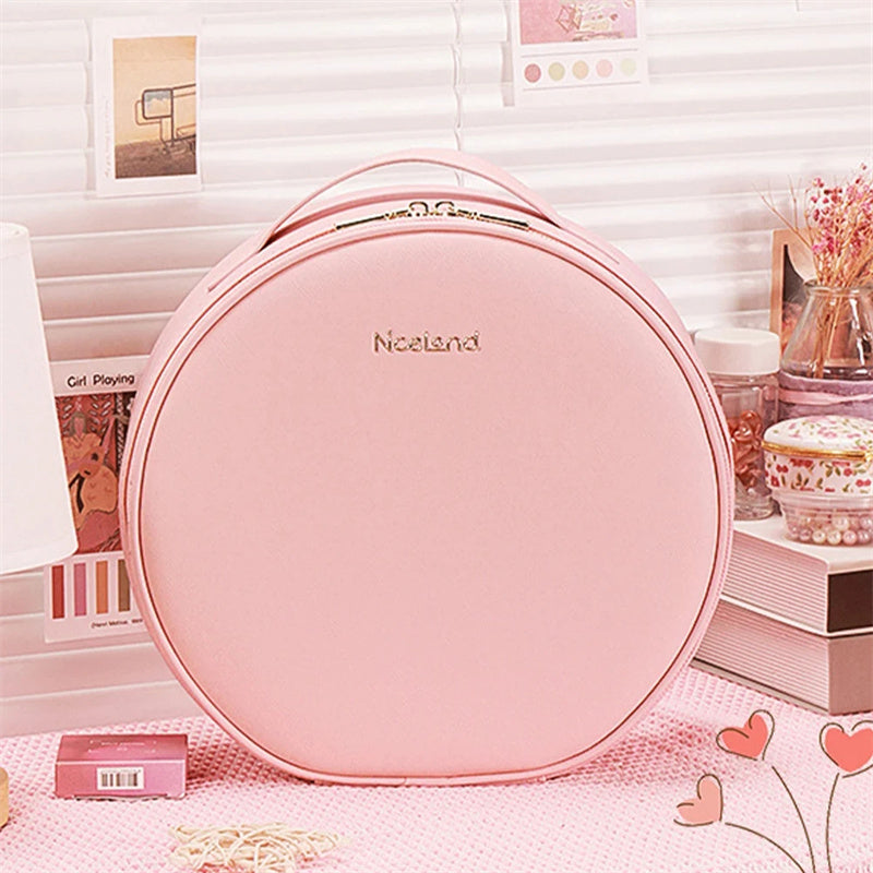 Round Smart LED Makeup Bag